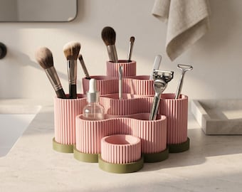 Wavy Desk Organizer | Ribbed Pen Holder | 3D Printed Office Decor