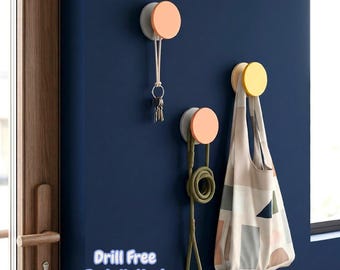 Matte Round Wall Hooks | Color Pop Geometric Art | Entryway Organizer