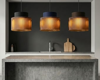 Ribbed Pendant Lamp | Two Tier Ceiling Light | Modern Lampshade