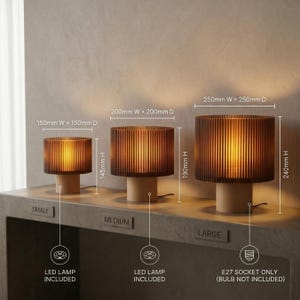 Japandi Table Lamp | Ribbed Amber Shade | Cozy Bedside Light