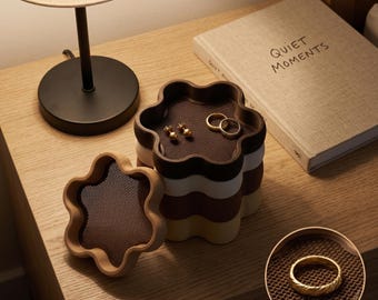 Wavy Jewelry Tray | Stackable Ring Dish | 3D Printed Organizer