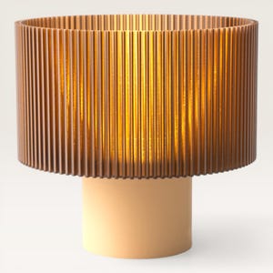 Japandi Table Lamp | Ribbed Amber Shade | Cozy Bedside Light