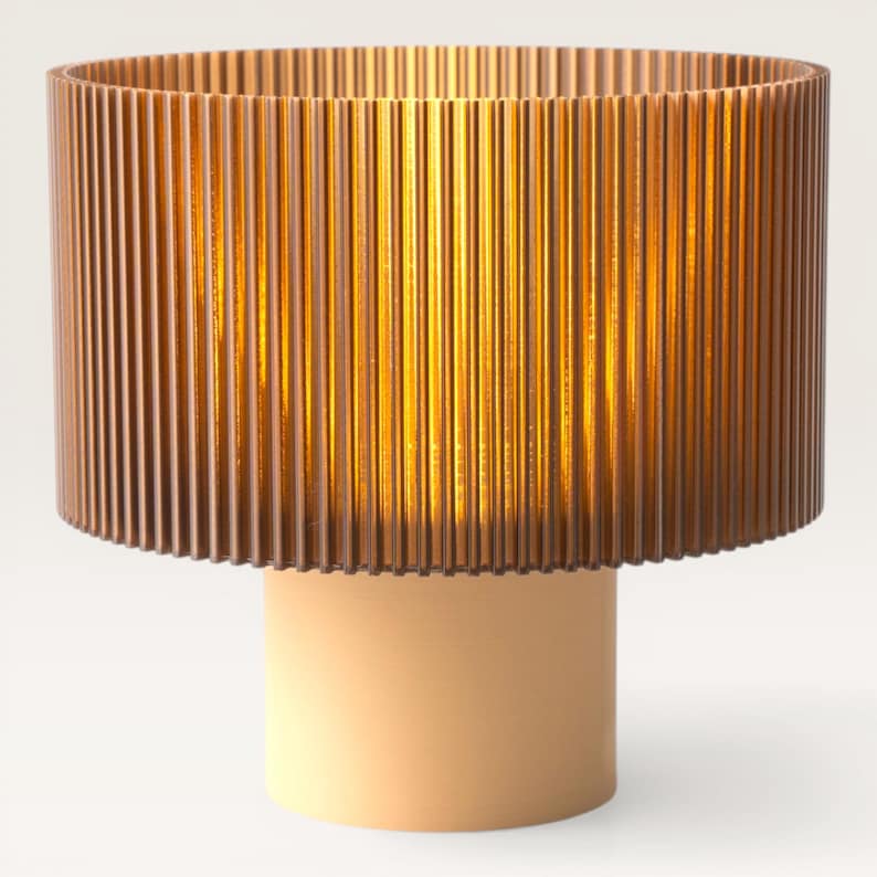 Japandi Table Lamp | Ribbed Amber Shade | Cozy Bedside Light