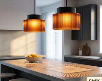 Ribbed Pendant Lamp | Two Tier Ceiling Light | Modern Lampshade