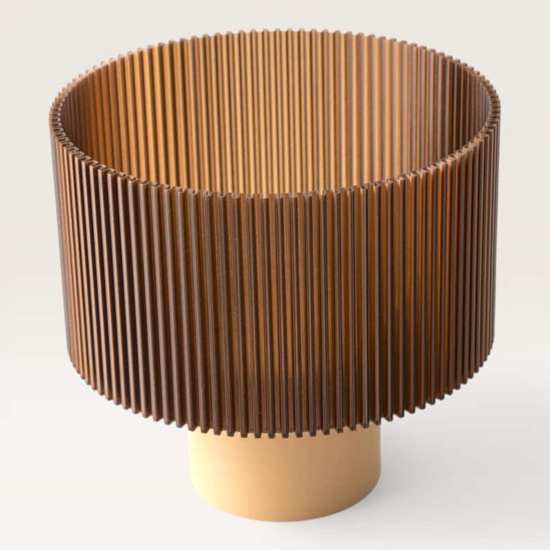 Japandi Table Lamp | Ribbed Amber Shade | Cozy Bedside Light