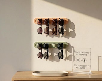 2 Wall Glasses Holder | Set of 2 Wavy Displays | 3D Printed Entryway Decor