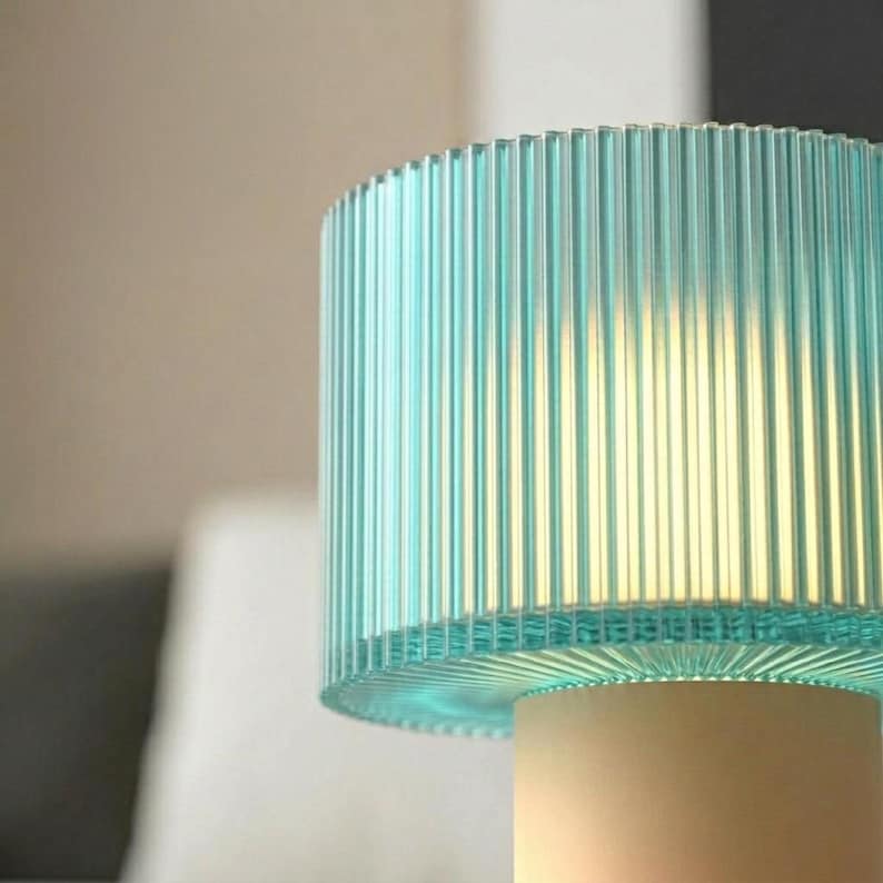 Japandi Table Lamp | Ribbed Amber Shade | Cozy Bedside Light