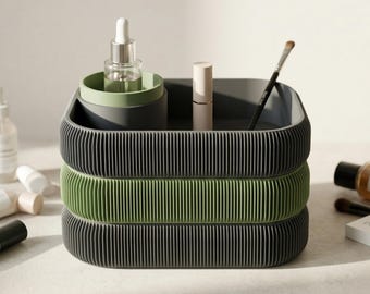 Luxury Modular Makeup Organizer Stackable Ribbed Vanity Tray Custom Beauty Storage