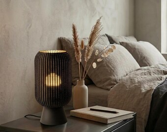 Textured Table Lamp | Modern Bedside Light | Matte 3D Printed Lamp