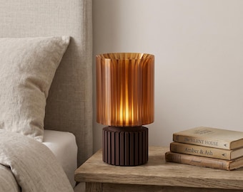 Cylinder Table Lamp | Modern Ribbed Light | 3D Printed Desk Lamp