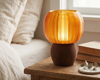 Small Ribbed Lamp | Compact Desk Light | Translucent Table Lamp