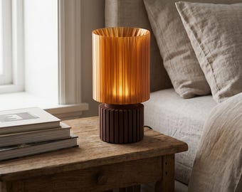 Cylinder Table Lamp | Modern Ribbed Light | 3D Printed Desk Lamp