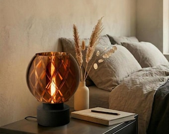 Diamond Table Lamp | Geometric Bedside Light | 3D Printed Night Lamp