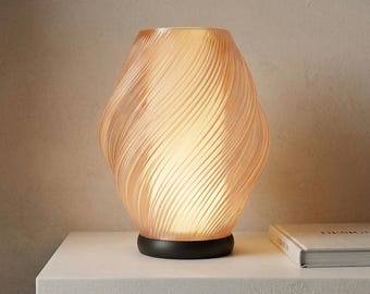 Spiral Table Lamp | Twisted Ambient Lighting | 3D Printed Bedside Decor