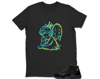 Neon Angel Shirt Black to Match Jordan 11 Gamma, Sneaker Jordan 11 Gamma Matching Sneaker Tee Shirt Black