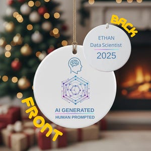 Data Scientist Ornament, Personalized AI Generated Tech Gift, Custom Data Analyst Present, Funny Human Prompted Christmas Decor 2025