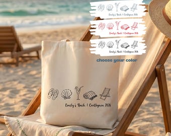 Custom Bachelorette Tote, Beach Girls Trip Bag, Destination Wedding Favor, Personalized Bridesmaid Bag, Minimalist Summer