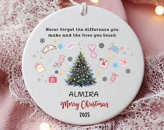Adorno navideño personalizado para enfermeras, regalo de agradecimiento a los héroes de la salud, regalo de graduación para médicos y enfermeras.