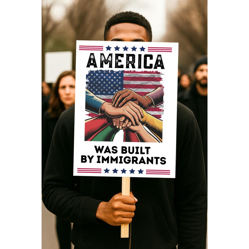 America Was Built by Immigrants Sign, Immigration Rights Protest Poster ...