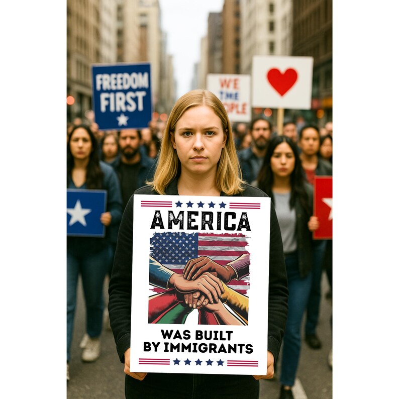America Was Built by Immigrants Sign, Immigration Rights Protest Poster ...