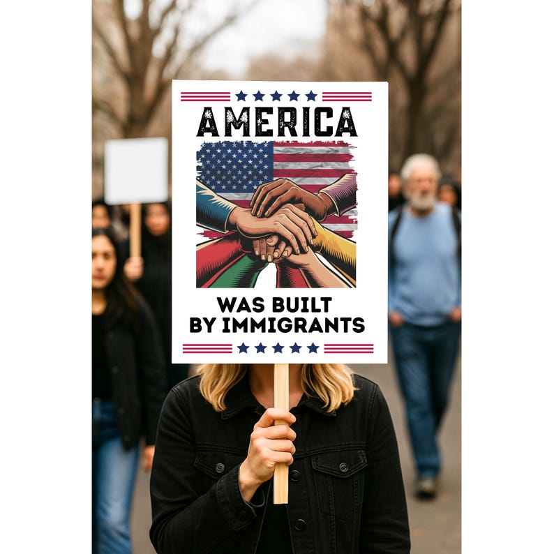 America Was Built by Immigrants Sign, Immigration Rights Protest Poster ...