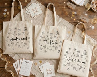 Custom Bridal Party Tote Bags, Team Bride Gift, Maid of Honor Tote, Bridesmaid Proposal Gift, Bachelorette Party Favors, Bride Squad Bags
