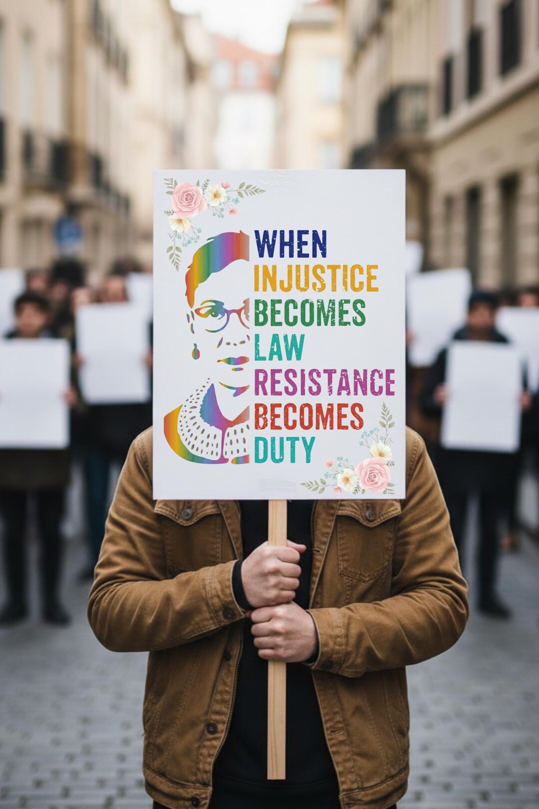 RBG Protest Sign, When Injustice Becomes Law Resistance Becomes Duty ...