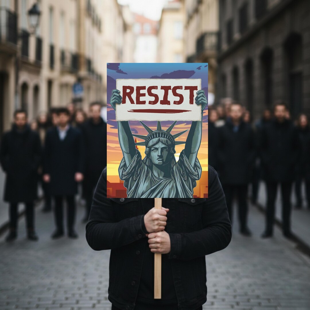 Resistance Signage Statue of Liberty Resist Sign, Protest Poster, Pro Democracy Rally Prop ...