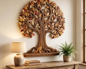 Tree of Life Wooden Intarsia Pattern | Wooden Wall Art Scroll Saw Template | DIY Woodworking Plan | Rustic Home Decor Digital PDF Download