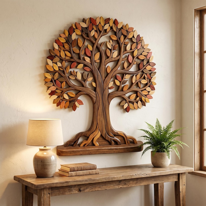 Tree of Life Wooden Intarsia Pattern | Wooden Wall Art Scroll Saw ...