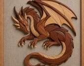 Dragon Intarsia Pattern DIY - Scroll Saw Woodworking Plan PDF, intarsia, Wooden Intarsia Pattern, Gift Idea, Beginner Friendly Template
