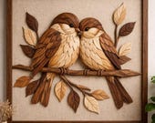 Love Birds Intarsia Pattern – Scroll Saw Woodworking Template, Intarsia Wood Art Pattern, digital PDF, – DIY Couple Gift, instant download
