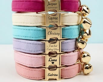 Luxus mehrere Farbe Samt personalisierte Katzenhalsband Fliege Set, individuell gravierte Kätzchen Welpen Namensschild, kostenlose Gold Glocke klein Hund Welpen Geschenk