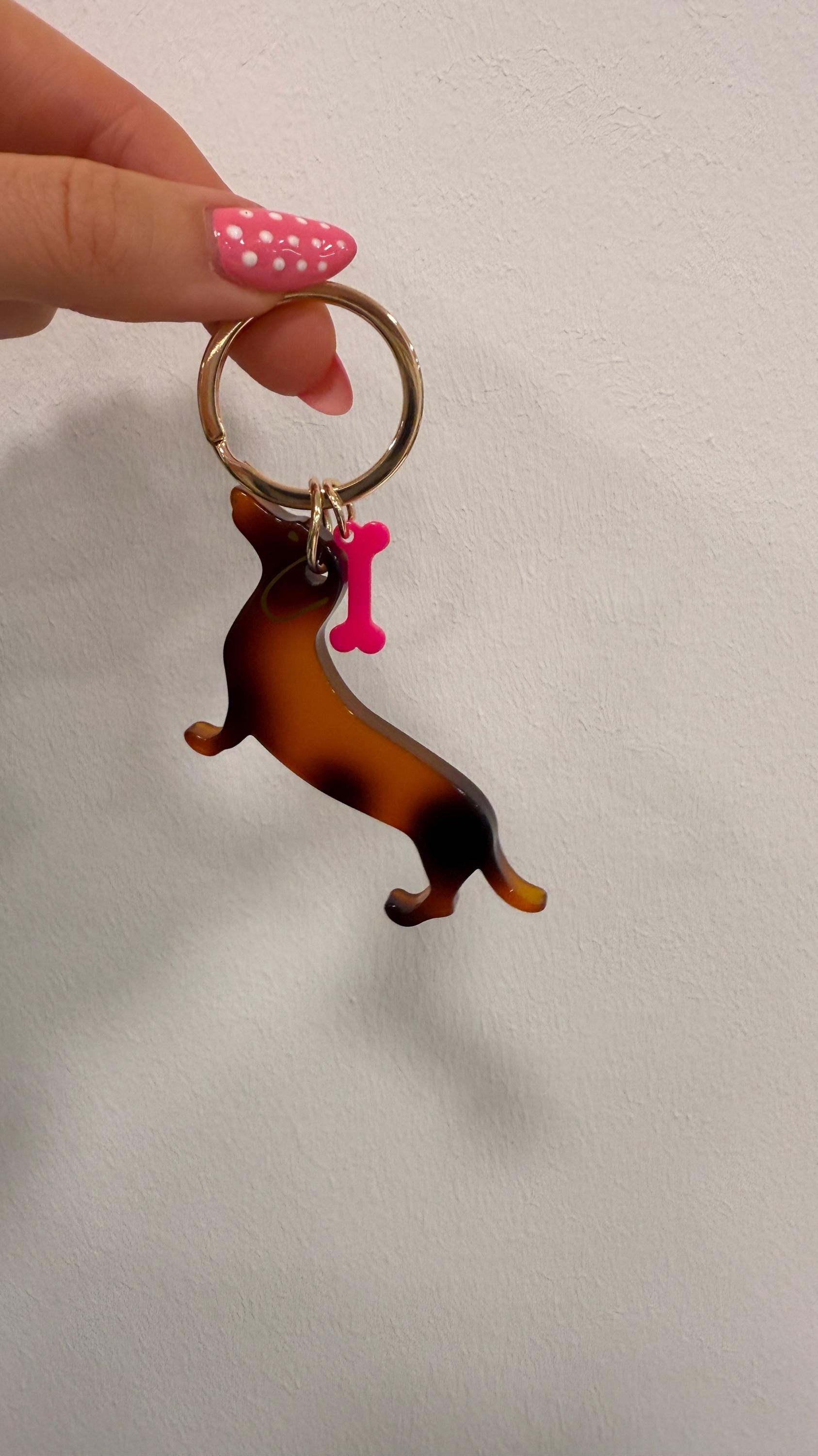 Porte-clés Teckel En Acrylique - Cadeau Pour Amoureux Des Chiens - Accessoire Déco Mignon - 3