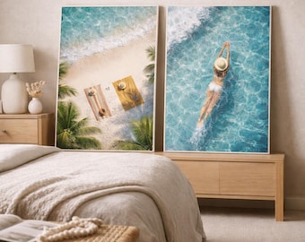 Tropical Beach Wall Art Set | Coastal Ocean Prints | Summer Digital Posters