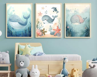 Set van 3 digitale kinderkamerposters | Kinderkamerdecoratie | Direct downloaden |