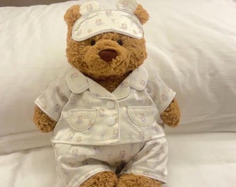 Conjunto de pijama de oso de peluche/oso Bartholomew de Jellycat, ropa para dormir, máscara para los ojos