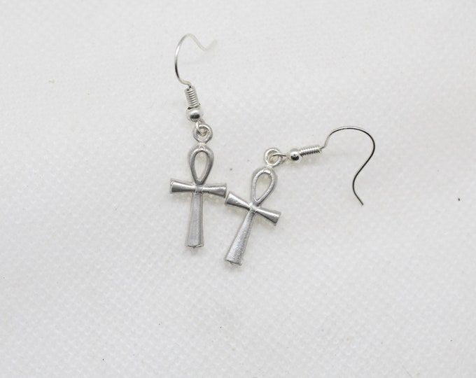 Cast sterling ankh earrings