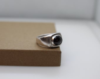 Garnet sterling silver signet ring unisex