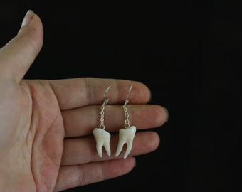 Long in the Tooth earrings in silver