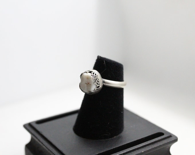 Sterling Spiderweb tooth ring (made to order in your size)