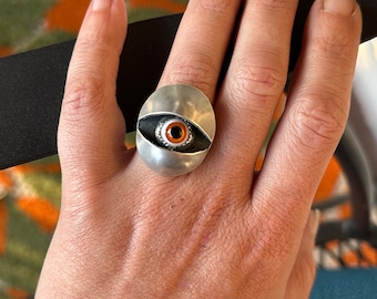 Glass Eye Shadow Box Ring orange size 6