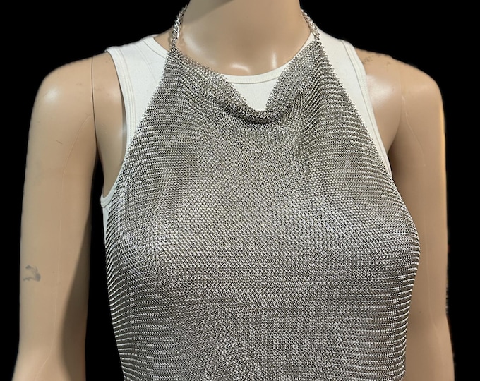 Stainless micromaille backless halter top