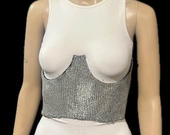espartilho underbust de malha de metal