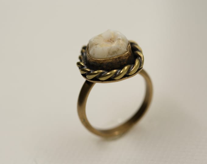 Brass single tooth ring Made in your size