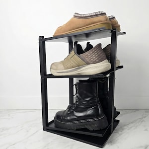 Modulair schoenenrek: stapelbaar, schoenenopberger met afvoer