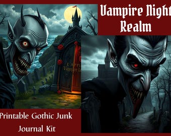 Zestaw do tworzenia dziennika z gotyckimi wampirzymi śmieciami, pamiątki z horroru, strony do albumu na Halloween (do pobrania w wersji cyfrowej)