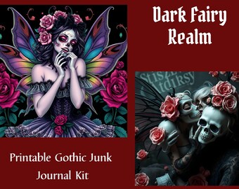 Dark Fairy Gothic Junk Journal Kit, Fantasy zum ausdrucken (Digitaler Download)