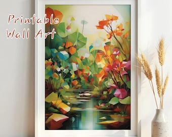 Abstrakte Landschaft Wand Kunst Set, geometrische druckbare Natur Dekor (Digitaler Download)