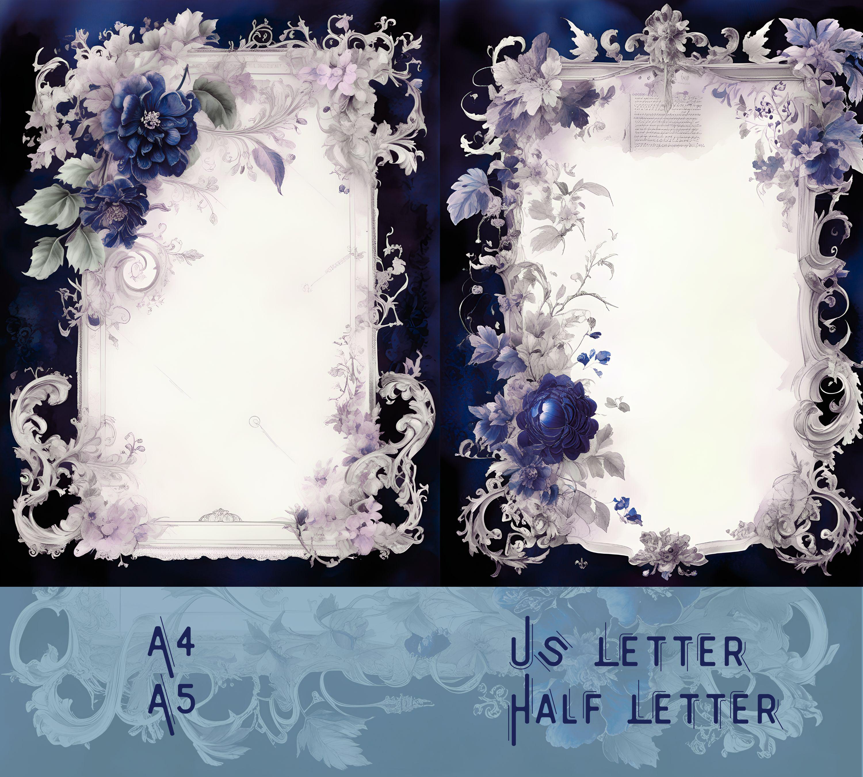 Royal Blue Journal Pages – 12 Printable A4 / US Letter Templates ...